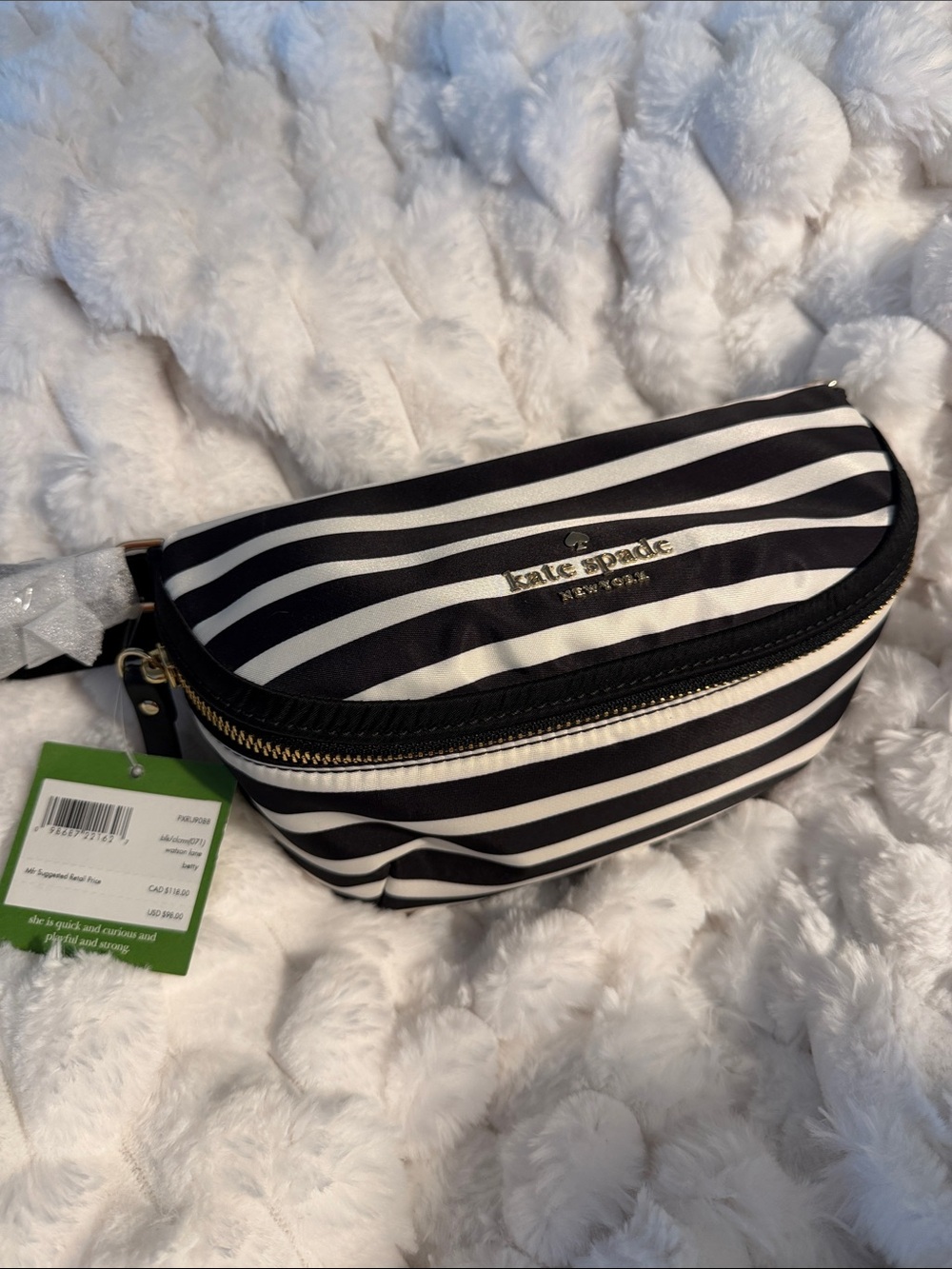 Kate Spade Striped Black & White Belt Bag